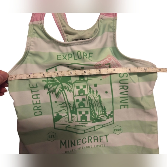 Girls Minecraft Bathing Suit Onepiece Swim - Picture 8 of 10